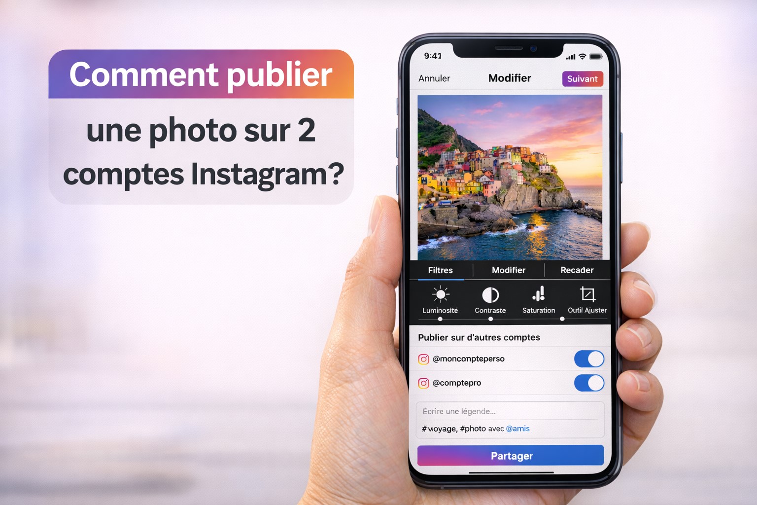 Comment publier une photo sur 2 comptes Instagram