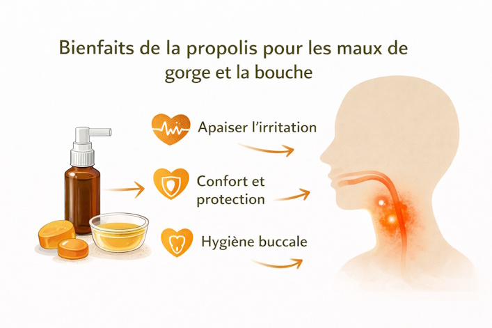 bienfaits de la propolis maux de gorge